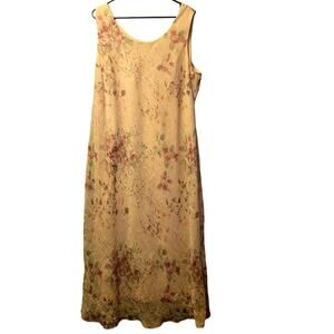 Kathy Roberts 90's crinkle floral maxi dress size 20w